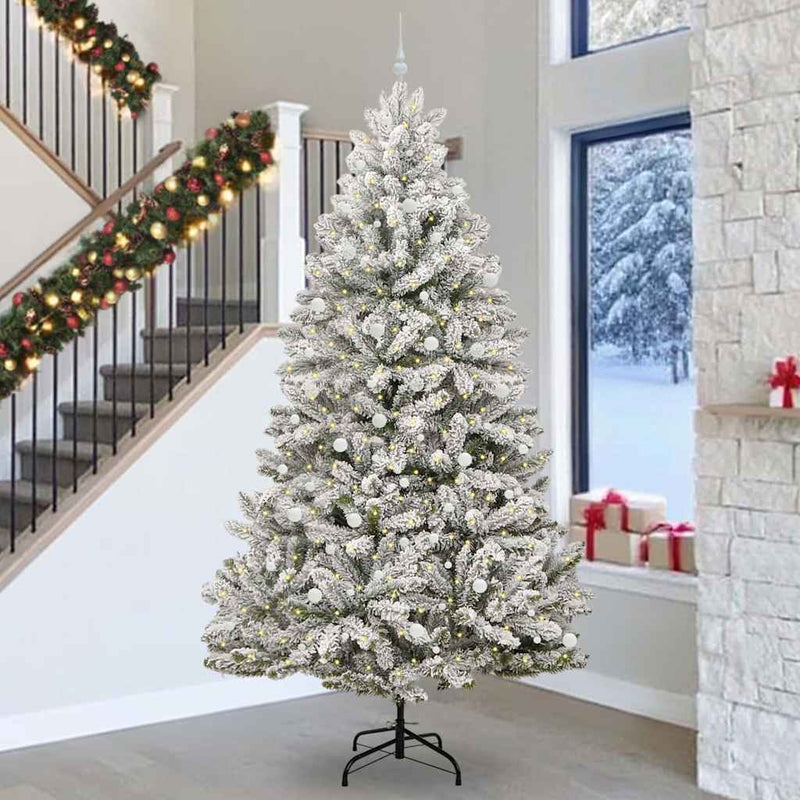 Load image into Gallery viewer, Vidaxl kunstkerstboom met 300 led groen en wit 300 cm pvc en metaal