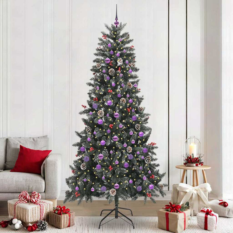 Load image into Gallery viewer, Vidaxl kunstkerstboom met 300 led groen 240 cm pvc en plastic en staal