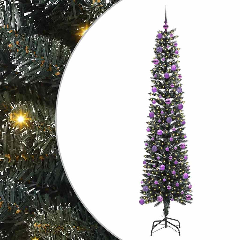 Load image into Gallery viewer, Vidaxl kunstkerstboom met 300 led groen 240 cm pvc en plastic en staal