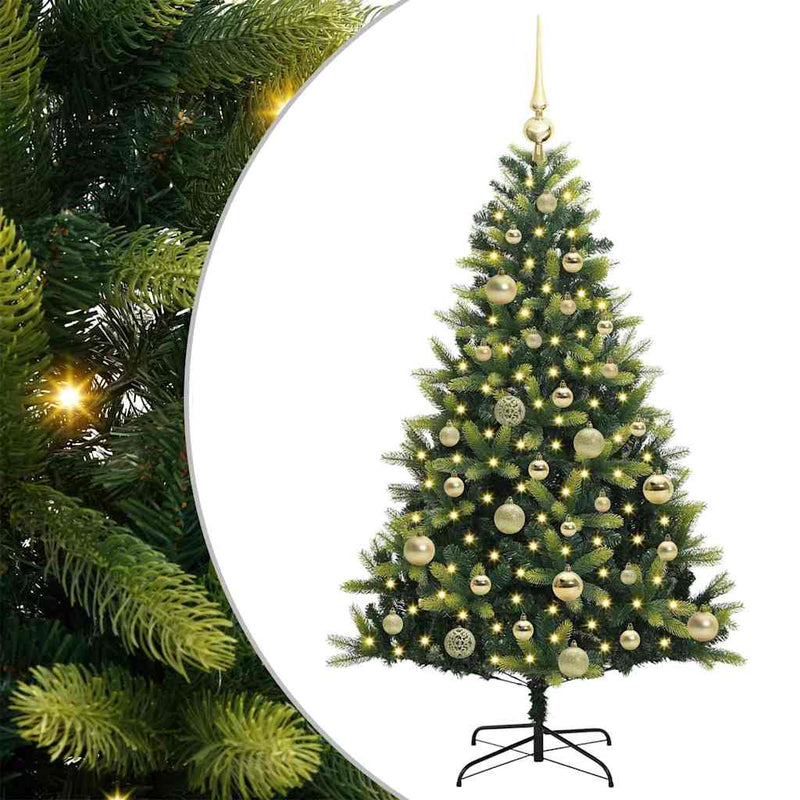 Load image into Gallery viewer, Vidaxl kunstkerstboom met scharnier 150 leds groen 120 cm pvc en pe