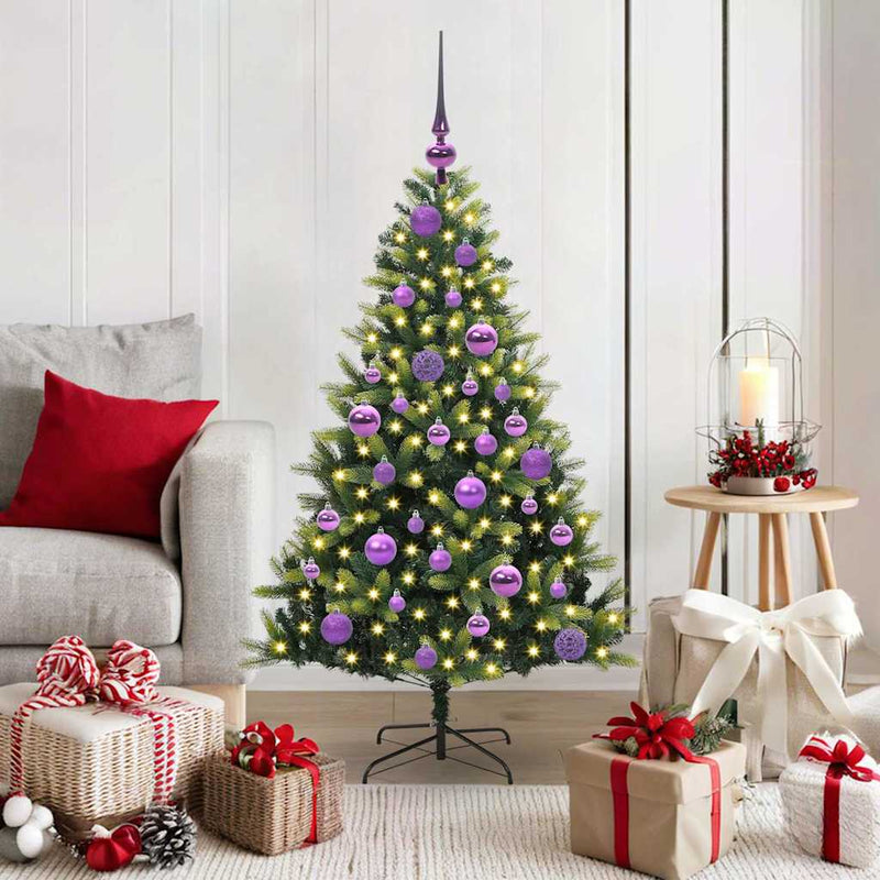 Load image into Gallery viewer, Vidaxl kunstkerstboom met scharnier 150 leds groen 120 cm pvc en pe