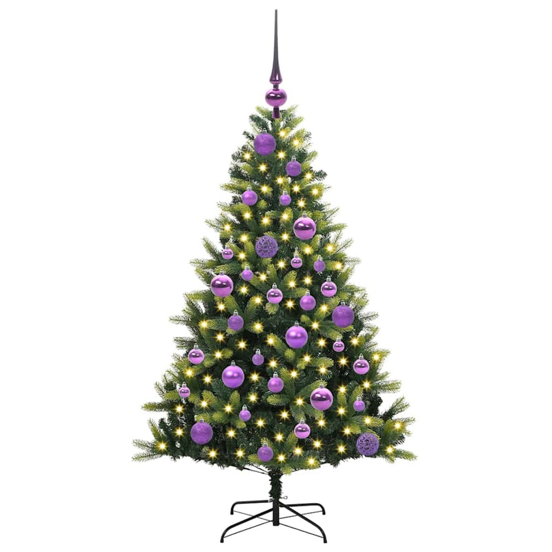 Load image into Gallery viewer, Vidaxl kunstkerstboom met scharnier 150 leds groen 120 cm pvc en pe