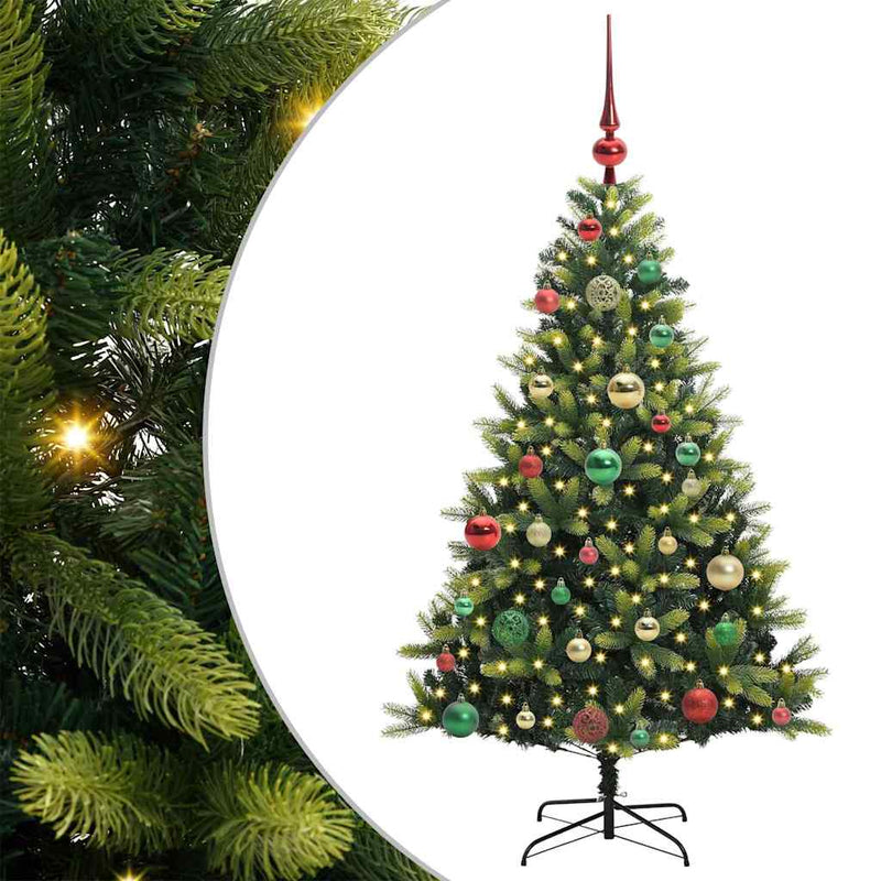 Load image into Gallery viewer, Vidaxl kunstkerstboom met scharnier 150 leds groen 120 cm pvc en pe