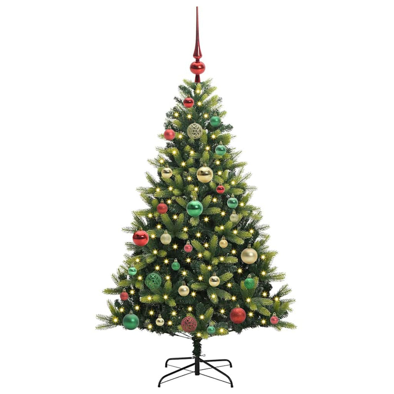 Load image into Gallery viewer, Vidaxl kunstkerstboom met scharnier 150 leds groen 120 cm pvc en pe