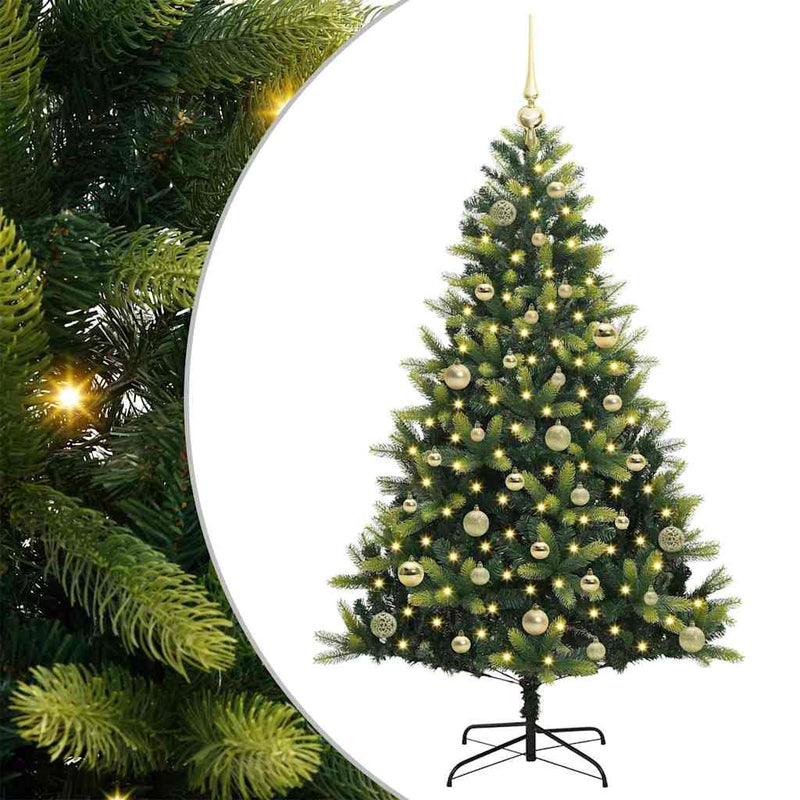 Load image into Gallery viewer, Vidaxl kunstkerstboom met scharnier 150 leds groen 150 cm pvc en pe