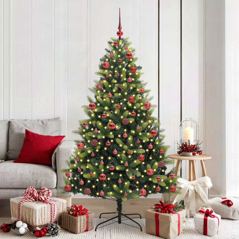 Load image into Gallery viewer, Vidaxl kunstkerstboom met scharnier 300 leds groen 180 cm pvc en pe