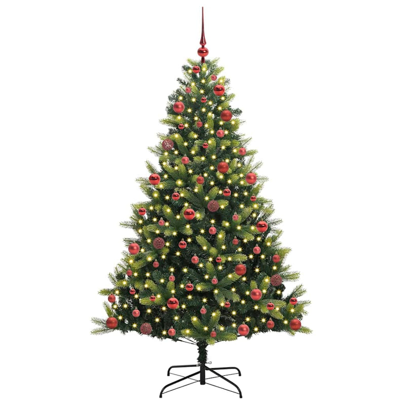 Load image into Gallery viewer, Vidaxl kunstkerstboom met scharnier 300 leds groen 180 cm pvc en pe