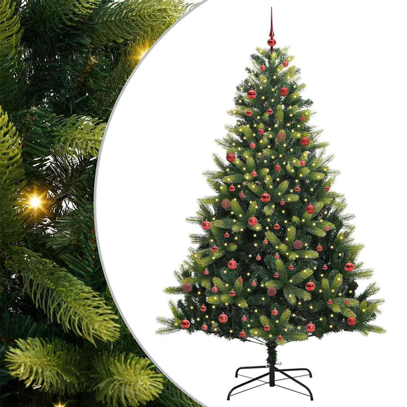 Load image into Gallery viewer, Vidaxl kunstkerstboom met scharnier 300 leds groen 210 cm pvc en pe