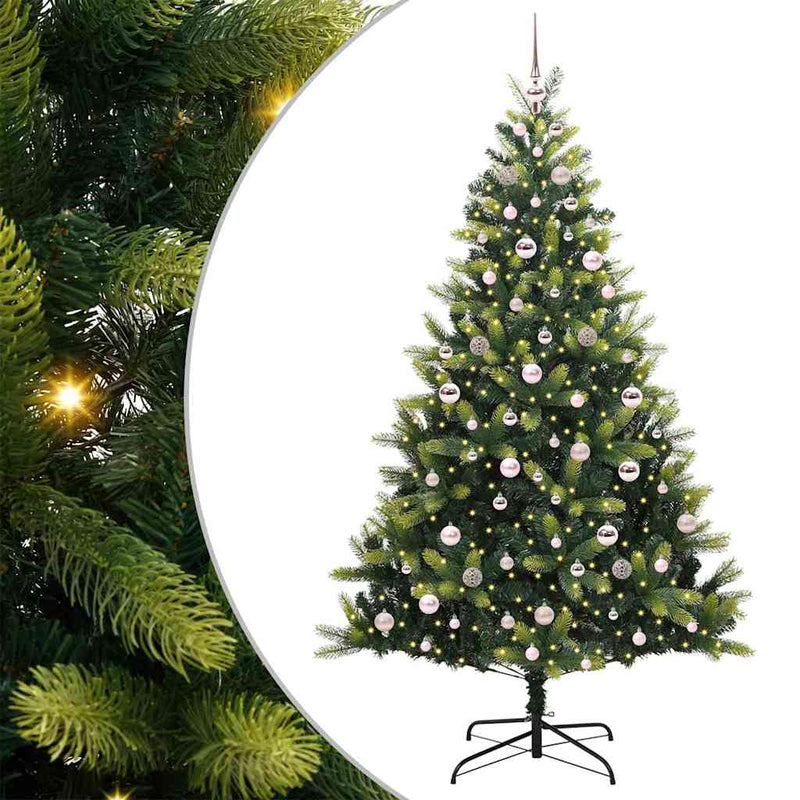 Load image into Gallery viewer, Vidaxl kunstkerstboom met scharnier 300 leds groen 210 cm pvc en pe