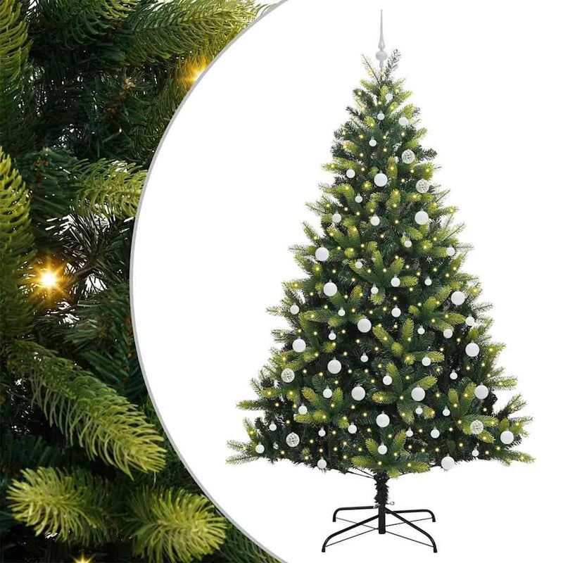 Load image into Gallery viewer, Vidaxl kunstkerstboom met scharnier 300 leds groen 210 cm pvc en pe