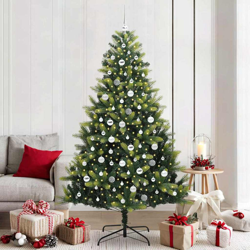 Load image into Gallery viewer, Vidaxl kunstkerstboom met scharnier 300 leds groen 210 cm pvc en pe