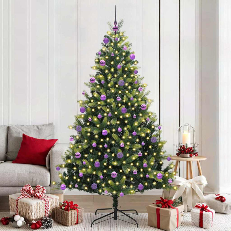 Load image into Gallery viewer, Vidaxl kunstkerstboom met scharnier 300 leds groen 210 cm pvc en pe