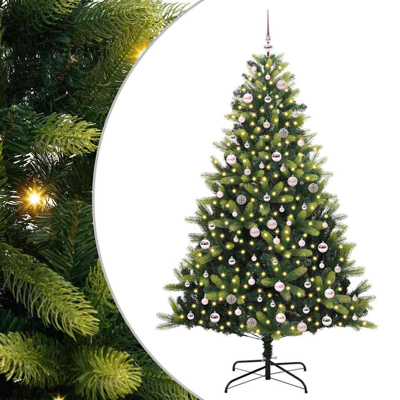 Load image into Gallery viewer, Vidaxl kunstkerstboom met scharnier 300 leds groen 240 cm pvc en pe