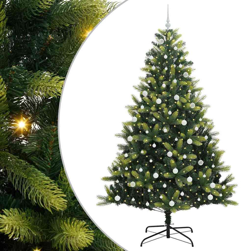 Load image into Gallery viewer, Vidaxl kunstkerstboom met scharnier 300 leds groen 240 cm pvc en pe