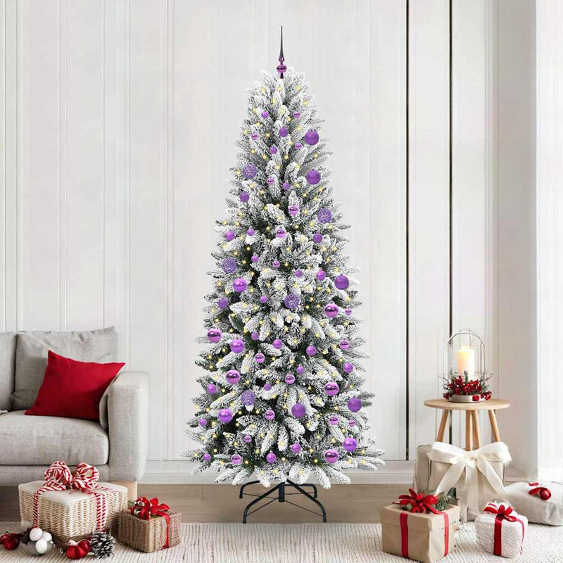 Load image into Gallery viewer, Vidaxl kunstkerstboom wit 210 cm pvc en plastic en staal en pe