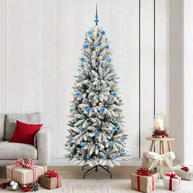 Load image into Gallery viewer, Vidaxl kunstkerstboom wit 210 cm pvc en plastic en staal en pe