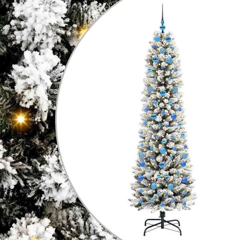 Load image into Gallery viewer, Vidaxl kunstkerstboom met 300 led wit 210 cm pvc en metaal en plastic