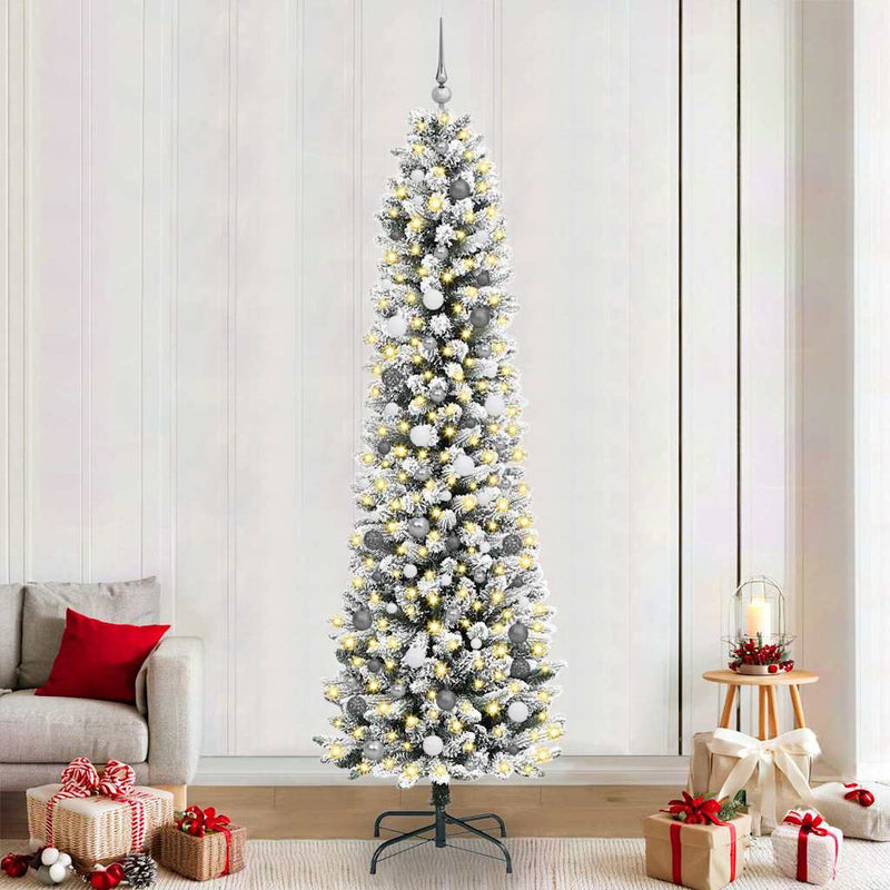Load image into Gallery viewer, Vidaxl kunstkerstboom met 300 led wit 240 cm pvc en metaal en plastic