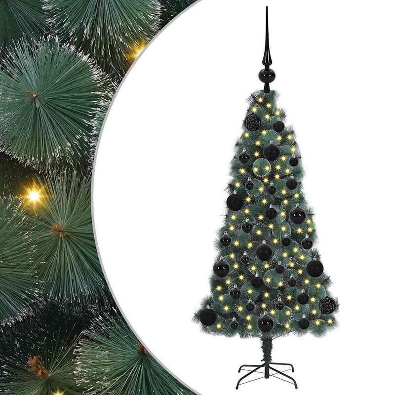 Load image into Gallery viewer, Vidaxl kunstmatige vorstverlichte kerstboom met bal set groen 120 cm