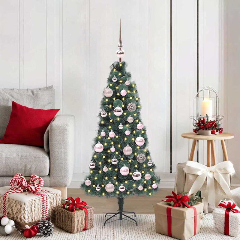 Load image into Gallery viewer, Vidaxl kunstmatige voorverlichte kerstboom met bollen set groen 120 cm