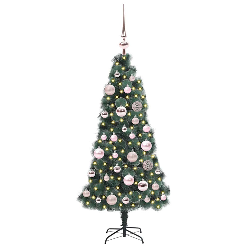 Load image into Gallery viewer, Vidaxl kunstmatige voorverlichte kerstboom met bollen set groen 120 cm