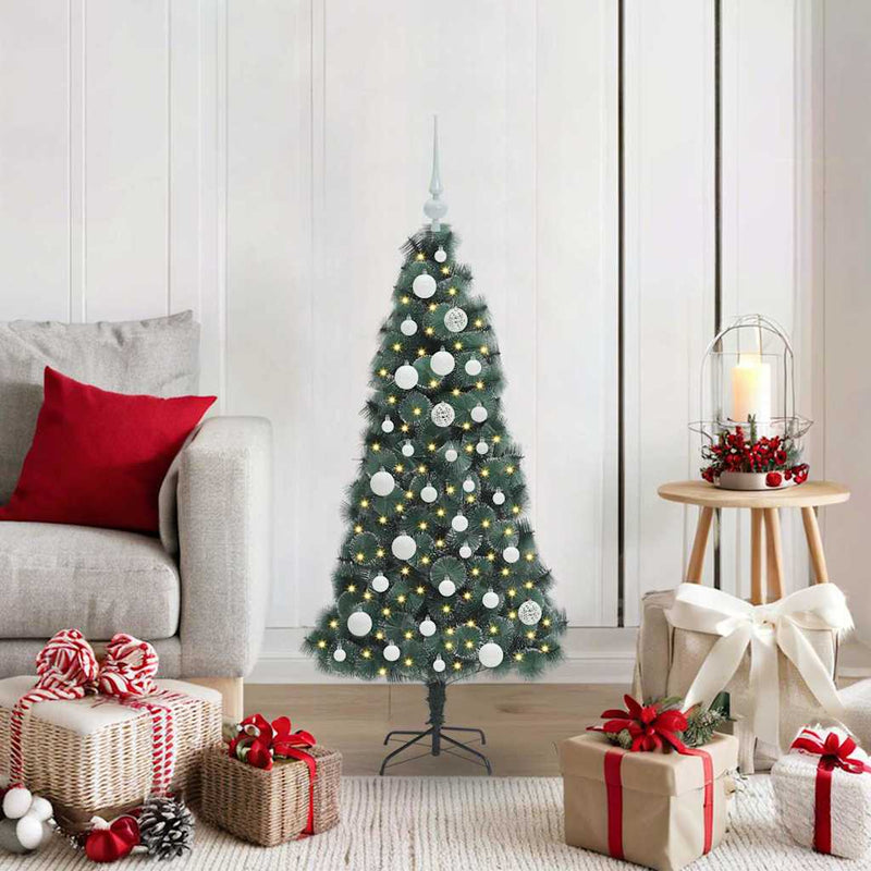Load image into Gallery viewer, Vidaxl kunstmatige voorverlichte kerstboom met ballenset groen 120 cm