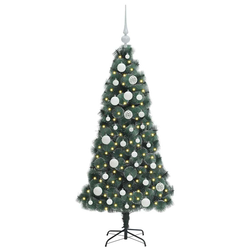 Load image into Gallery viewer, Vidaxl kunstmatige voorverlichte kerstboom met ballenset groen 120 cm
