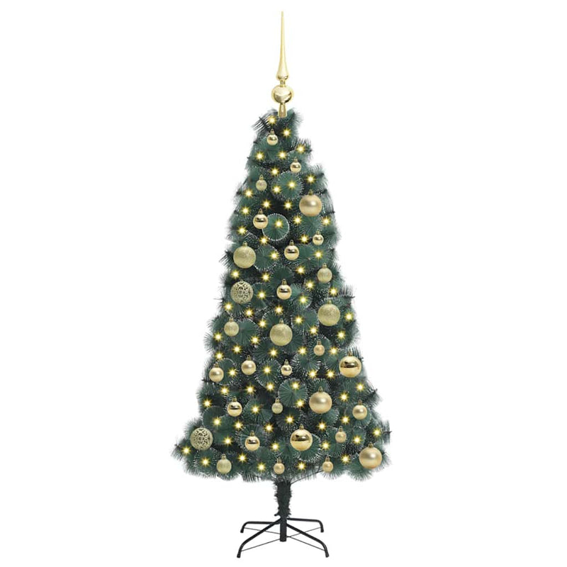 Load image into Gallery viewer, Vidaxl kunstkerstboom met verlichting en ballenset groen 120 cm pet