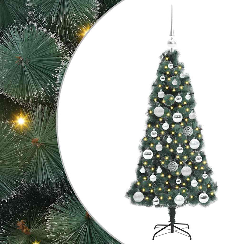 Load image into Gallery viewer, Vidaxl kunstkerstboom met verlichting en ballenset groen 120 cm pet