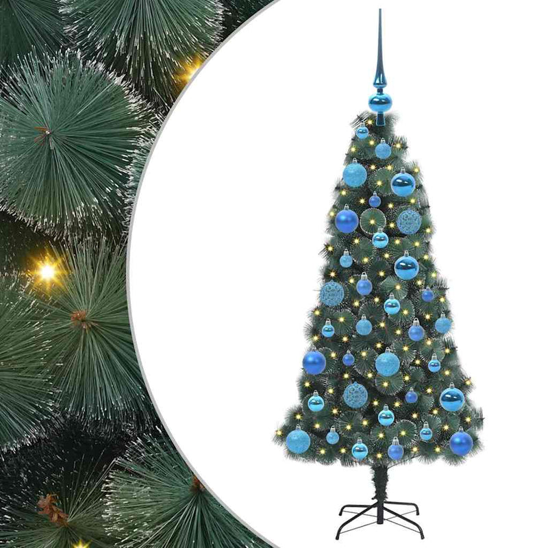 Load image into Gallery viewer, Vidaxl kunstmatige voorverlichte kerstboom met bal set groen 120 cm