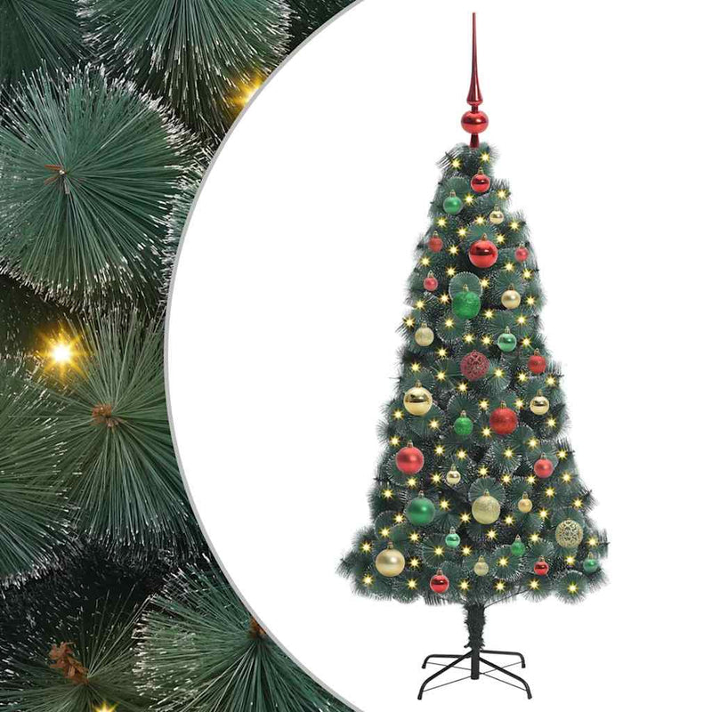 Load image into Gallery viewer, Vidaxl kunstmatige voorverlichte kerstboom met ballenset groen 120 cm