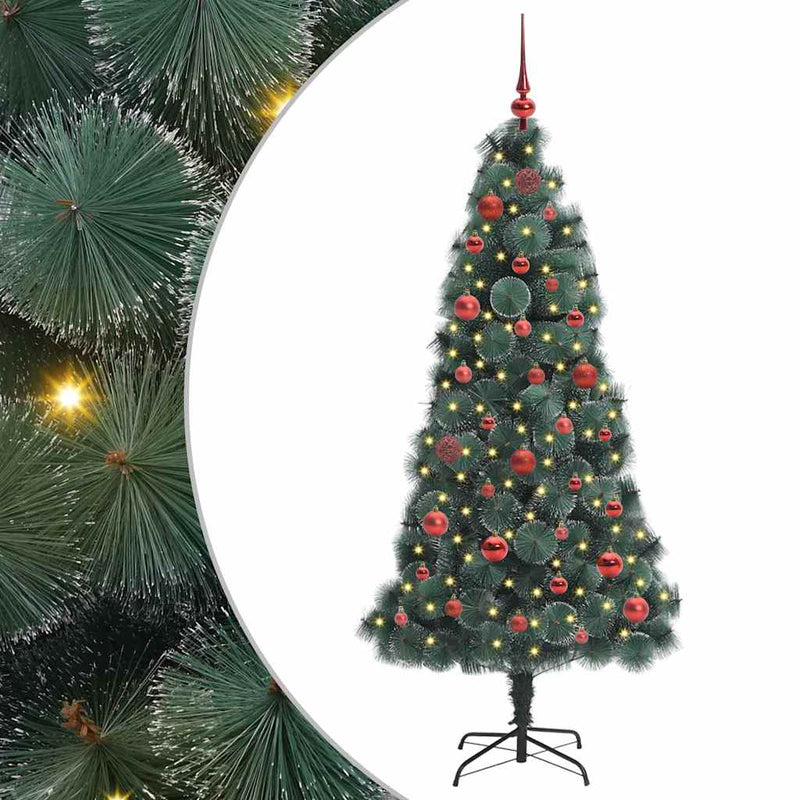 Load image into Gallery viewer, Vidaxl kunstmatige voorverlichte kerstboom met ballenset groen 150 cm