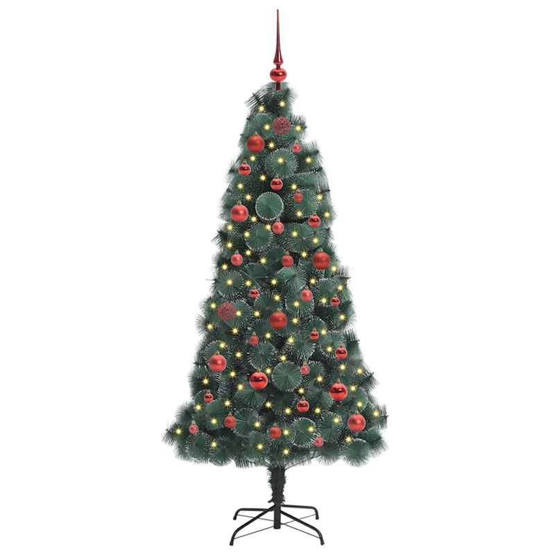 Load image into Gallery viewer, Vidaxl kunstmatige voorverlichte kerstboom met ballenset groen 150 cm