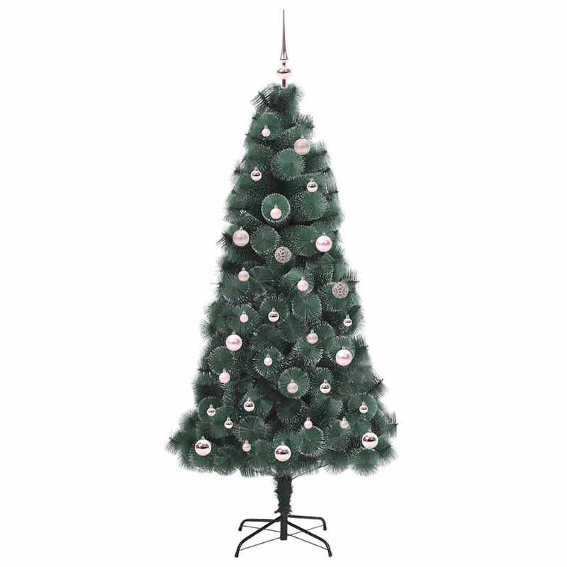 Load image into Gallery viewer, Vidaxl kunstmatige voorverlichte kerstboom met ballenset groen 150 cm