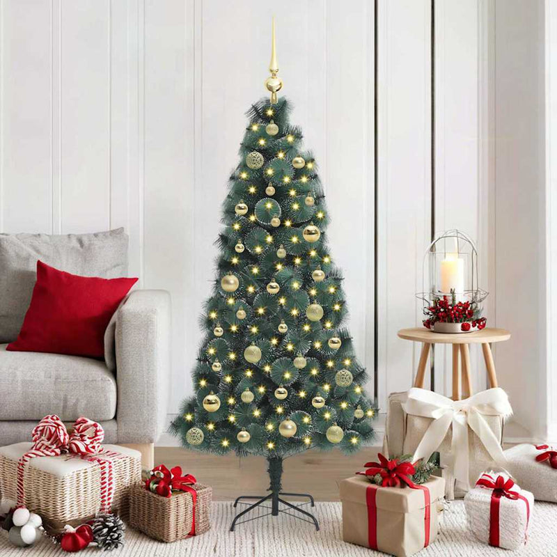 Load image into Gallery viewer, Vidaxl kunstkerstboom met verlichting en balset groen 150 cm pet