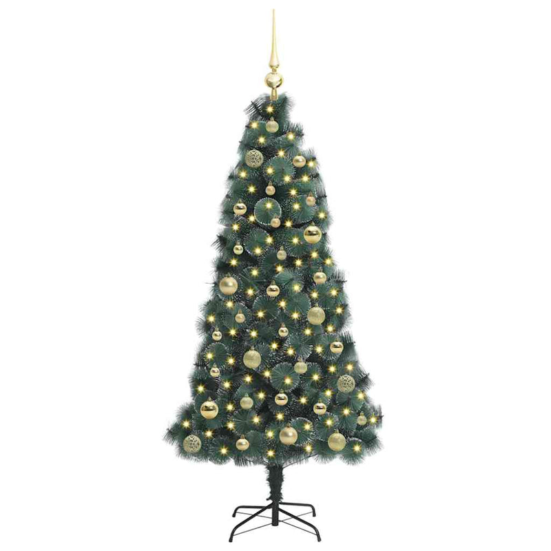 Load image into Gallery viewer, Vidaxl kunstkerstboom met verlichting en balset groen 150 cm pet