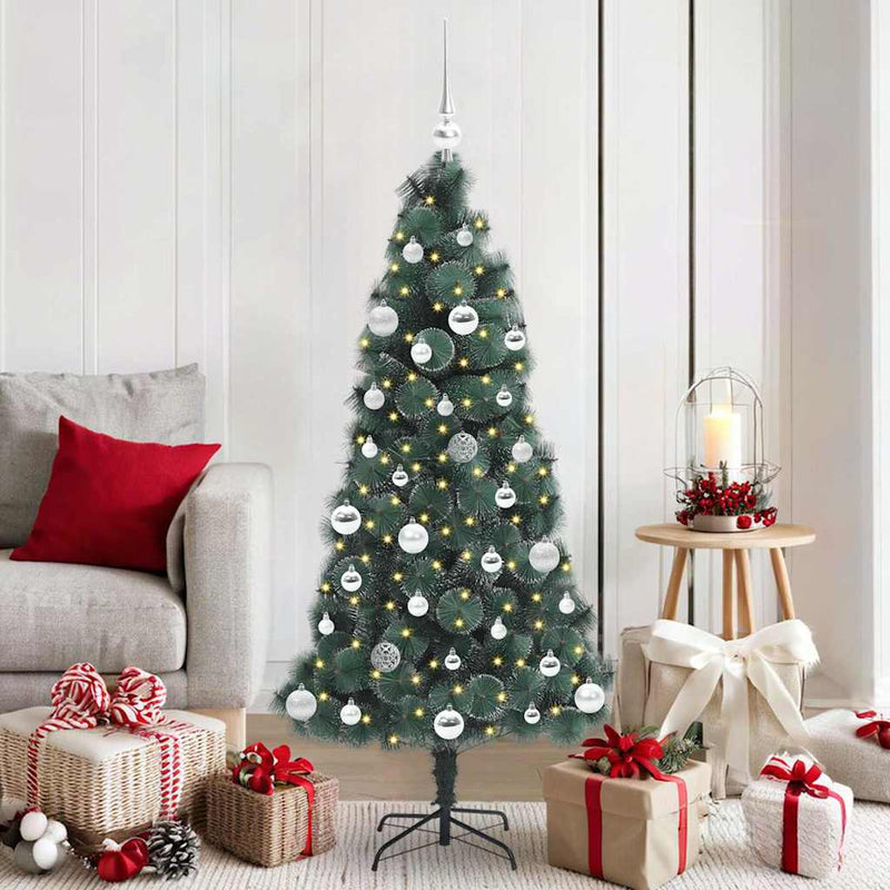 Load image into Gallery viewer, Vidaxl kunstmatige voorverlichte kerstboom met ballenset groen 150 cm