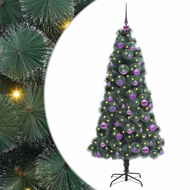 Load image into Gallery viewer, Vidaxl kunstmatig voorverlicht kerstboom met ballenset groen 150 cm