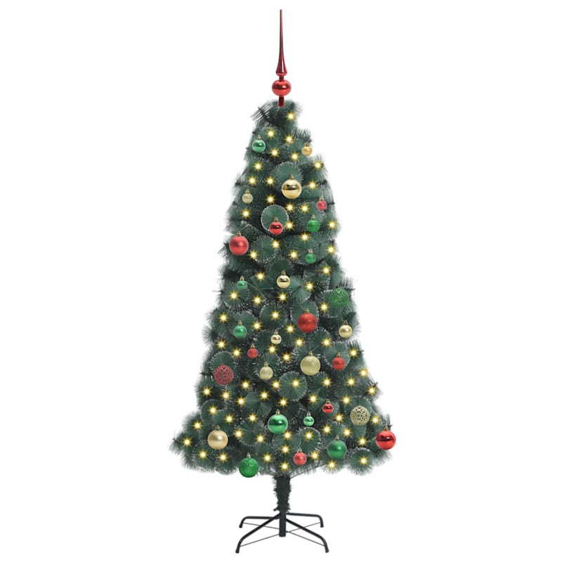 Load image into Gallery viewer, Vidaxl kunstmatige voorverlichte kerstboom met ballen set groen 150 cm