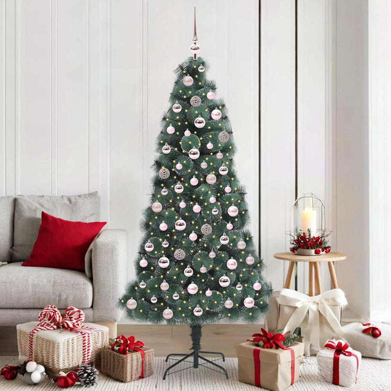 Load image into Gallery viewer, Vidaxl kunstkerstboom met verlichting en ballenset groen 180 cm pet