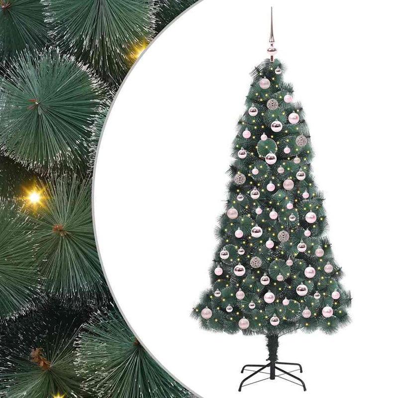Load image into Gallery viewer, Vidaxl kunstkerstboom met verlichting en ballenset groen 180 cm pet
