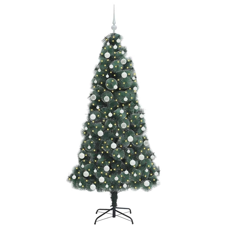 Load image into Gallery viewer, Vidaxl kunstkerstboom met verlichting en ballenset groen 180 cm pet