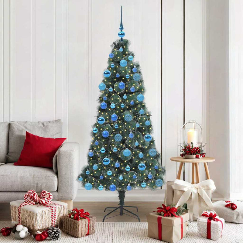 Load image into Gallery viewer, Vidaxl kunstmatige voorverlichte kerstboom met ballen set groen 180 cm