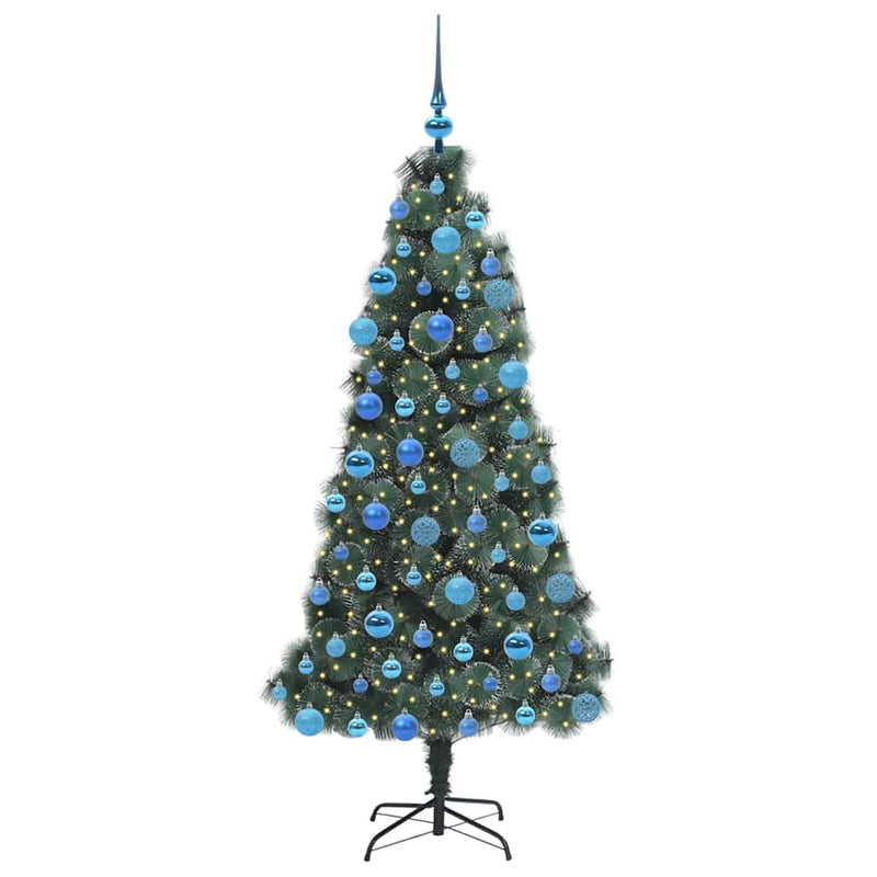Load image into Gallery viewer, Vidaxl kunstmatige voorverlichte kerstboom met ballen set groen 180 cm