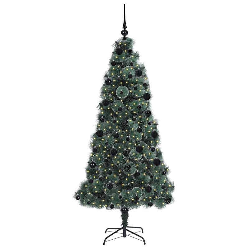 Load image into Gallery viewer, Vidaxl kunst kerstboom met verlichting en ballenset groen 210 cm pet
