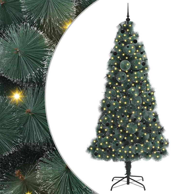 Load image into Gallery viewer, Vidaxl kunstmatige voorverlichte kerstboom met bolset groen 240 cm pet