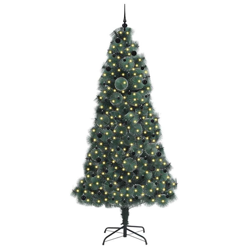 Load image into Gallery viewer, Vidaxl kunstmatige voorverlichte kerstboom met bolset groen 240 cm pet