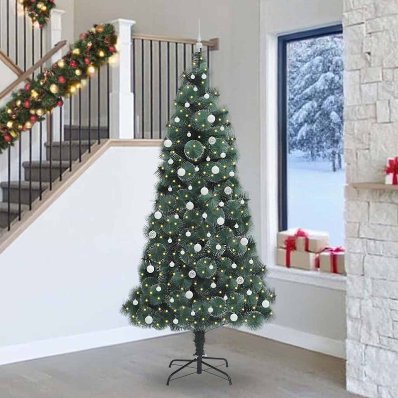Load image into Gallery viewer, Vidaxl kunstkerstboom met voorverlichting en ballenset groen 240 cm