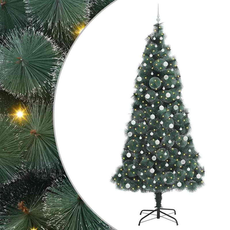 Load image into Gallery viewer, Vidaxl kunstkerstboom met voorverlichting en ballenset groen 240 cm