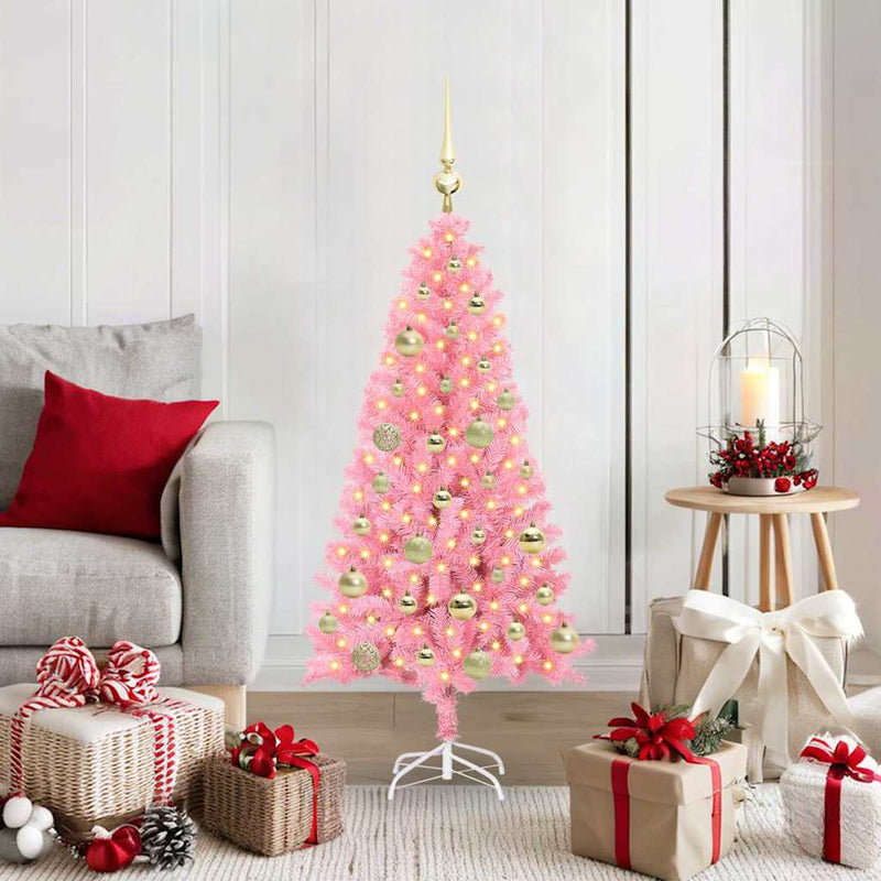 Load image into Gallery viewer, Vidaxl kerstboom met 150 led met standaard roze 120 cm pvc